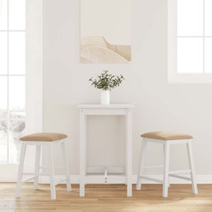vidaXL Barstoelen met kussens 2 st massief hout rubber wit