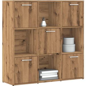 vidaXL Boekenrek 90x28x90 cm bewerkt hout artisanaal eikenkleurig