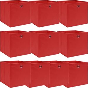 vidaXL-Opbergboxen-10-st-32x32x32-cm-stof-rood