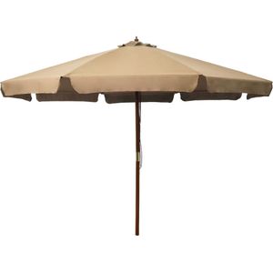 vidaXL Parasol met houten paal 330 cm taupe