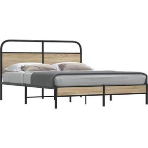 vidaXL Bedframe zonder matras bewerkt hout gerookt eiken 160x200 cm