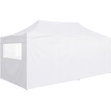 VidaXL Inklapbare Partytent 3x6m Staal Wit + 4 Zijwanden