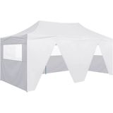 VidaXL Inklapbare Partytent 3x6m Staal Wit + 4 Zijwanden