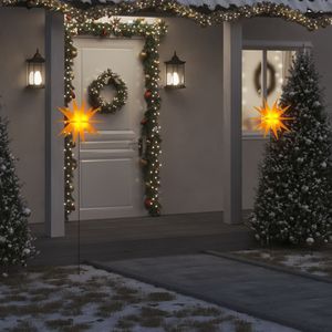 vidaXL Kerstlampen met grondpin en LED's 3 st 57 cm geel