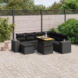 vidaXL 8-delige Loungeset met kussens poly rattan zwart