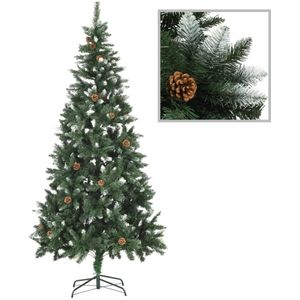 vidaXL Kunstkerstboom met dennenappels en wit glitter 210 cm