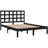 VidaXL Bedframe Massief Hout Zwart 120x190 cm - 4FT Small Double