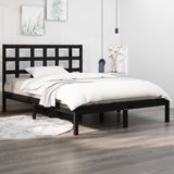 VidaXL Bedframe Massief Hout Zwart 120x190 cm - 4FT Small Double