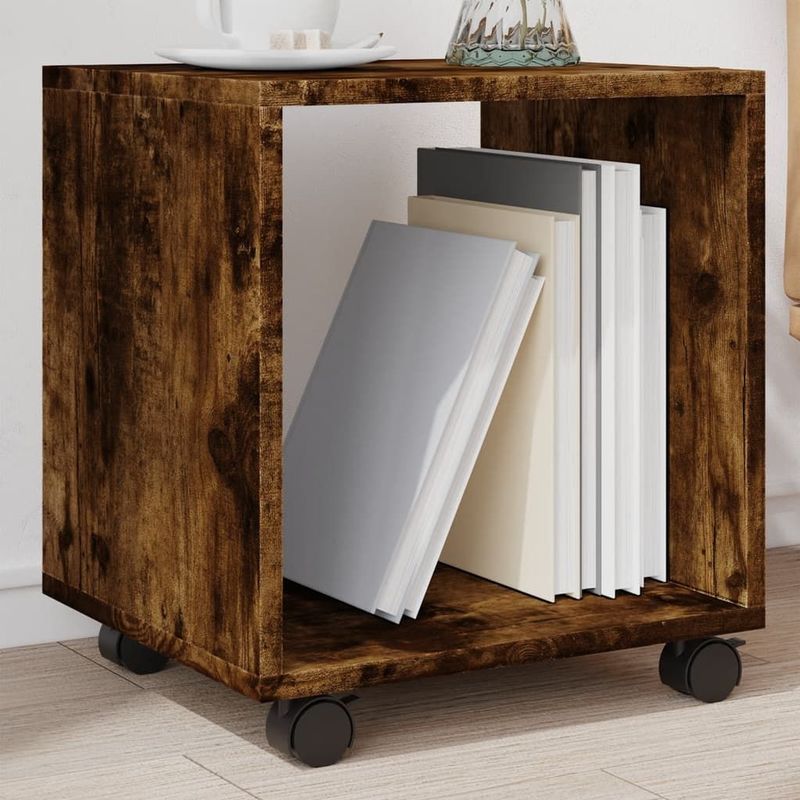 vidaXL Rolkast 37x33x42,5 cm bewerkt hout gerookt eikenkleurig