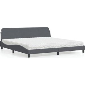 vidaXL Bed met matras fluweel donkergrijs 200x200 cm