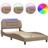 vidaXL Bedframe met LED-verlichting kunstleer cappuccino 100x200 cm