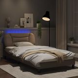 vidaXL Bedframe met LED-verlichting kunstleer cappuccino 100x200 cm