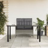 VidaXL Tuinset 2-delig met Kussens Poly Rattan Grijs