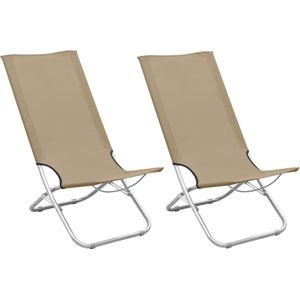 vidaXL Strandstoelen 2 st inklapbaar stof taupe