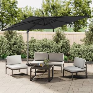 vidaXL Zweefparasol met LED-verlichting 400x300 cm zwart