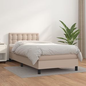 vidaXL Boxspring met matras kunstleer cappuccinokleurig 90x200 cm