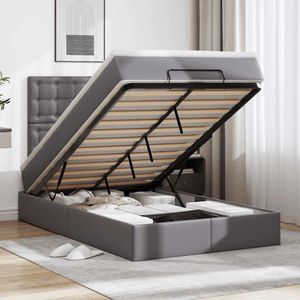 vidaXL Ottoman bed met matras en LED's 120x190 cm kunstleer grijs