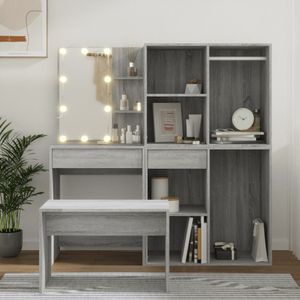 vidaXL Kaptafelset met LED's bewerkt hout grijs sonoma eikenkleurig