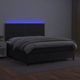 vidaXL Boxspring met matras en LED kunstleer zwart 160x200 cm