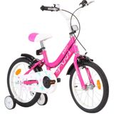 vidaXL Kinderfiets 16 inch zwart en roze