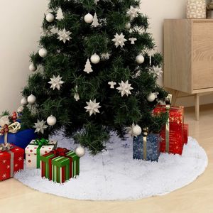 vidaXL - Kerstboomrok - luxe - 90 - cm - kunstvacht - wit