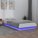 vidaXL-Bedframe-LED-massief-hout-wit-100x200-cm