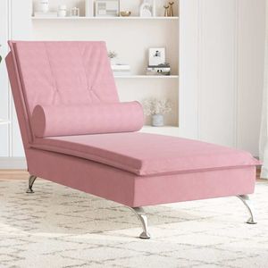 vidaXL - Massage - chaise - longue - met - bolster - fluweel - roze