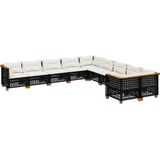 vidaXL 10-delige Loungeset met kussens poly rattan zwart