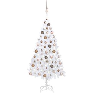 vidaXL Kunstkerstboom met verlichting en kerstballen 120 cm PVC wit