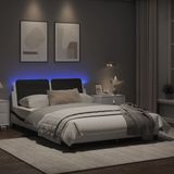 vidaXL Bedframe met LED-verlichting kunstleer wit en zwart 140x200 cm