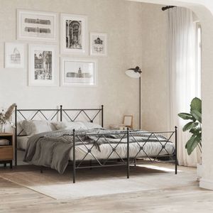 vidaXL Bedframe met voetbord zonder matras metaal zwart 160x200 cm