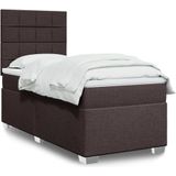 vidaXL Boxspring met matras stof donkerbruin 90x190 cm