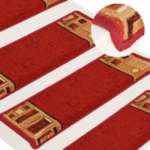 vidaXL Trapmatten zelfklevend 15 st 65x21x4 cm rood