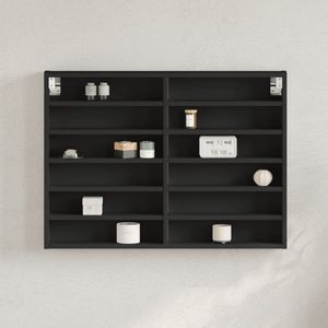 vidaXL Vitrinekast 80x8,5x58 cm bewerkt hout zwart