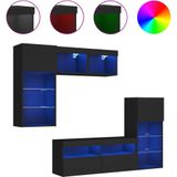 vidaXL-5-delige-Tv-wandmeubelset-met-LED-bewerkt-hout-zwart