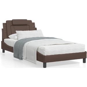 vidaXL Bedframe met hoofdbord kunstleer bruin 100x200 cm