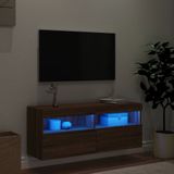 vidaXL Tv-wandmeubel met LED-verlichting 100x30x40 cm bruineikenkleur