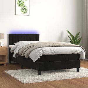 vidaXL Boxspring met matras en LED fluweel zwart 100x200 cm