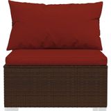 VidaXL 9-delige Loungeset met Kussens - Poly Rattan Bruin