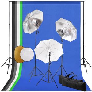 vidaXL Fotostudioset met lampen, paraplu's, achtergrond en reflector