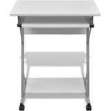 vidaXL - Studenten Computerbureau - Wit - Spaanplaat - Uitschuifbaar Toetsenbordgedeelte