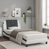 vidaXL Bed met matras kunstleer wit en zwart 100x200 cm