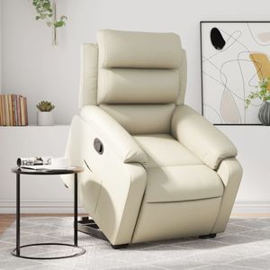 vidaXL Sta-op-stoel verstelbaar kunstleer crèmekleurig