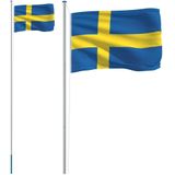 vidaXL Vlag met vlaggenmast Zweden 6,23 m aluminium
