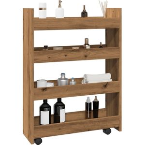 vidaXL Opbergtrolley smal 4-laags bewerkt hout artisanaal eikenkleurig