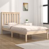 vidaXL Bedframe massief grenenhout zwart 75x190 cm