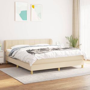 vidaXL Boxspring met matras stof crèmekleurig 180x200 cm