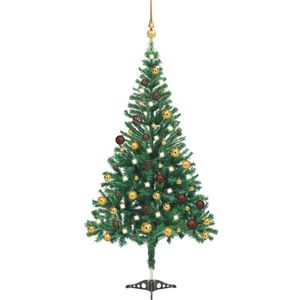 vidaXL Kunstkerstboom met verlichting en kerstballen 546 takken 180 cm