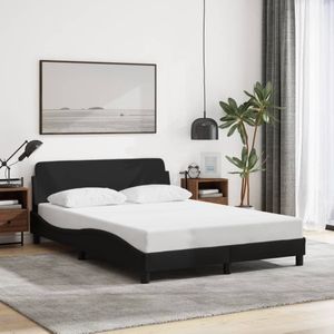 vidaXL Bedframe zonder matras stof zwart 140x190 cm