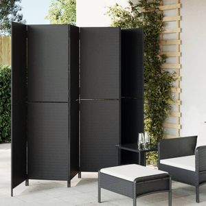 vidaXL-Kamerscherm-6-panelen-poly-rattan-zwart